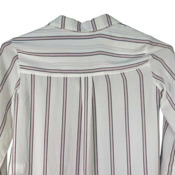 Candies Womens Size X Small  Striped Button-Down Blouse Roll Tab Sleeves - Picture 8 of 8